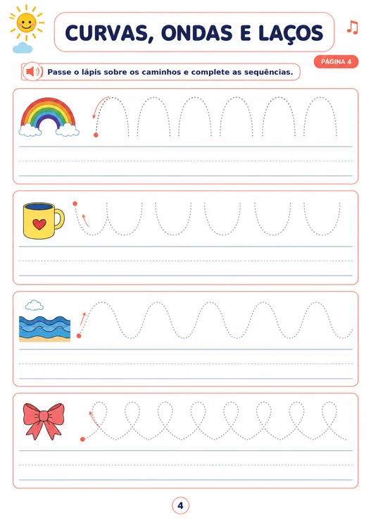 Curvas, ondas e laços — Caderno de Caligrafia